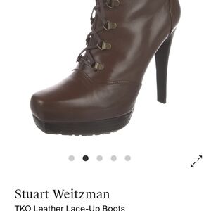 Stuart Weitzman Dark Brown Leather Lace-Up Boots